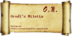 Orsós Miletta névjegykártya